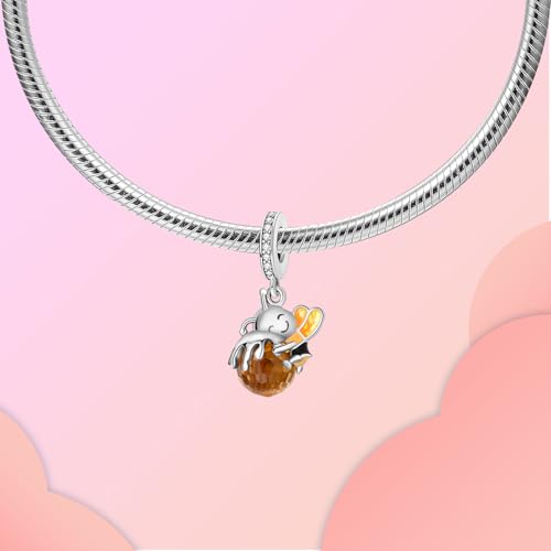 Prayer Cross Elephant Airplane Suitcase Charm 925 Sterling Silver Charms fits for Bracelets Necklace Pendant Bead Charms Jewelry Gift for Women Family - color: Honeybee Charm