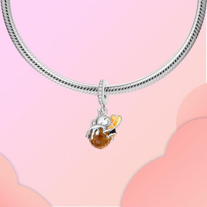 Prayer Cross Elephant Airplane Suitcase Charm 925 Sterling Silver Charms fits for Bracelets Necklace Pendant Bead Charms Jewelry Gift for Women Family - color: Honeybee Charm