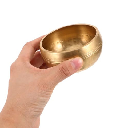 HEALLILY Nepal Hand-hammered Singing Bowl Set 8cm Copper Meditation Sound Bowl with Mallet, Cushion, and Carrying Bag for Yoga Mindfulness and Spiritual Relaxation