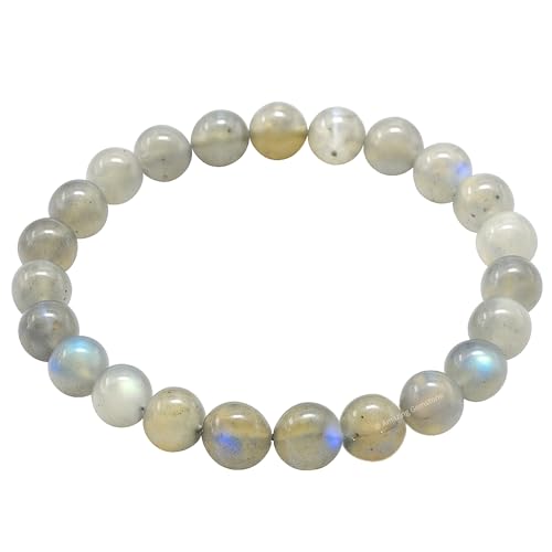 Amazing Gemstone Crystal Bracelet for Women Men's Gifts - Protection Healing Crystal Bracelet - 8mm Gemstone Beaded Stretchable Bracelet Pulseras Para Hombres Mujer Stocking Stuffers Mothers Day Gift (Labradorite) - color: Labradorite