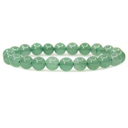 Angelstones Handmade Natural Healing Gemstone 8mm Round Beads Stretch Crystal Bracelet 7 Inch Unisex - color: Green Aventurine