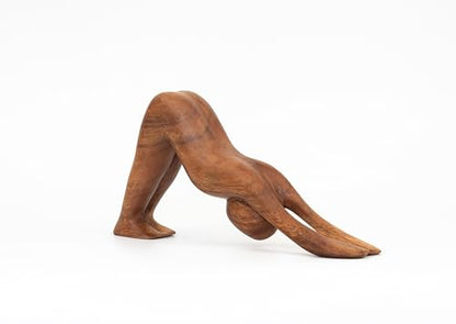 G6 Collection 8" Wooden Handmade Abstract Sculpture Art Decorative Home Decor Handcrafted Figurine Accent Decoration Artwork Hand Carved, Downward Facing Dog - style: Downward Facing Dog