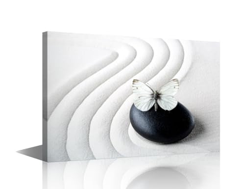 Zen Canvas Wall Art Paintings Decor Zen Stone with Butterfly Picture Posters for Spa Yoga Room Bathroom, Framed Modern Office Décor Home Walls Decoration 12x18 inch - color: Artwork 03, size: 18x12 in
