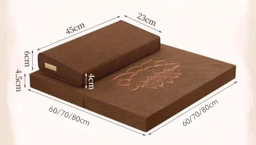 Large Meditation Mats, Meditation Meditation Mats, Futons, Household Folding, Thickened Fabrics, Coconut Palm, Kneeling Mats(Size:60x60cm(24x24inch),Color:Earthy Yellow-1)