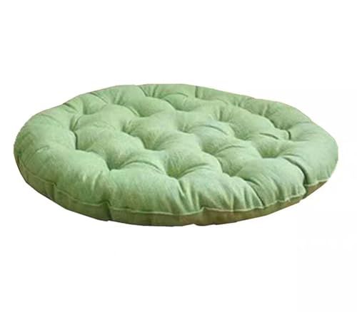 Large Linen Floor Cushions,Round Futon Pillows Japanese Style Tufted Floor Pillows Meditation Cushions for Seating On Pad for Yoga Sofa Balcony(Size:26x26inch,Color:Light Green) - color: Light Green, size: 65x65cm(26x26inch)