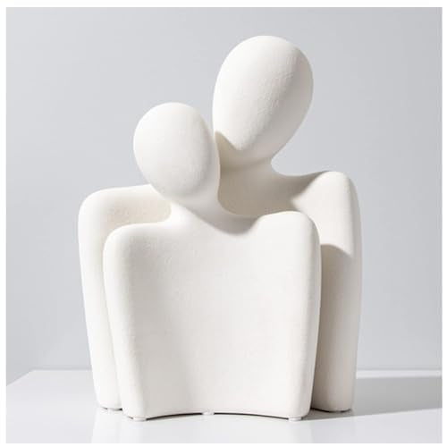 Hugging Couple Statues Ceramic Lover Figurine Characters Book Shelf Coffee Table Decor for Home (White) - color: White