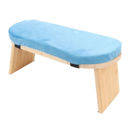 Yinhing Wooden Meditation Bench Ergonomic Detachable Kneeling Stool with Soft Cushion for Practice Includes Convenient Carry Bag Stylish Blue Design for Comfortable Meditation Sessions and (Blue) - color: Blue