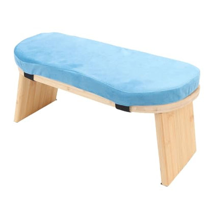 Yinhing Wooden Meditation Bench Ergonomic Detachable Kneeling Stool with Soft Cushion for Practice Includes Convenient Carry Bag Stylish Blue Design for Comfortable Meditation Sessions and (Blue) - color: Blue