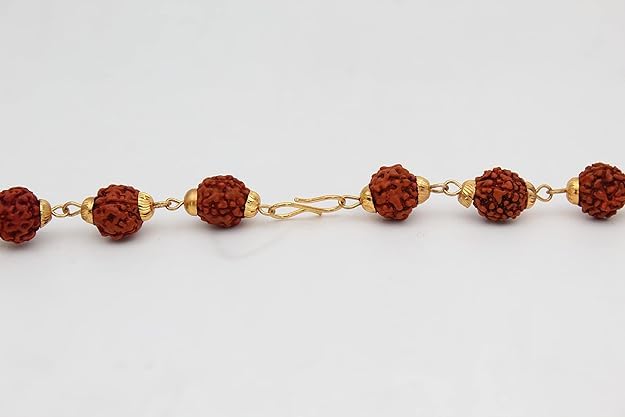 The Great Indian Store Original Rudraksha Mala, Golden Om Trishul Damru Pendant, Religious Locket for Men and Women Pack of 1
