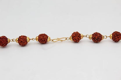 The Great Indian Store Original Rudraksha Mala, Golden Om Trishul Damru Pendant, Religious Locket for Men and Women Pack of 1