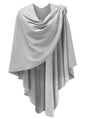 PULI Womens Large Cross Front Poncho Sweater Wrap Topper Knitted Elegant Shawls Cape for Fall Winter - color: 1-grey