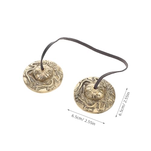 SECFOU Tibetan Tingsha Cymbals Brass Meditation Chime Bells Handcrafted Embossed Percussion Instrument Mindfulness Cymbals for Yoga and Meditation Practice