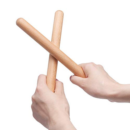 4 Pcs Musical Hand Percussion Instrument Set, Includes 1 Pair 8 Inch Rhythm Sticks Wood Claves and 1 Pair Wood Egg Shakers for Kids