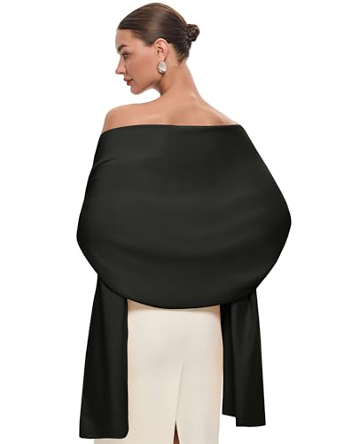 PULI Women's Pashmina Shawl Wraps for Evening Dress Large Scarf Blanket Long Wedding Bridal Winter Warm Shoulder Wrap - color: Dark Army Green