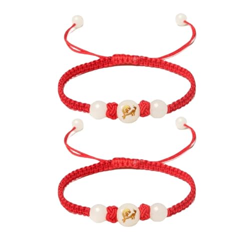 2026 Chinese New Year of Horse Bracelets for Women Men, 12 Chinese Zodiac Bracelet Good Luck Red String Animal Horse Charm Braided Bangle Adjustable Jewelry Gift - color: Luminous-2pcs