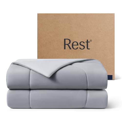 REST® Evercool® Cooling Comforter, Twin/Twin XL, Blanket for Hot Sleepers, All Season Bedding to Keep Cool for Night Sweats, Breathable Lightweight Blanket, 68"x90" Inches, Cool Gray - color: Cool Gray, size: Twin / Twin XL (68"x90")