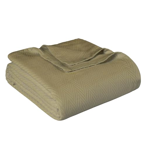 Superior Metro 100% Cotton Blanket, Perfect for Bedroom, Living Room, Couch, Picnics, Travel, Beach, or Camping, Comfy Blanket, Bedroom Decor, Essentials, Zig-Zag Cover for Bed, Twin, Sage - color: Sage, size: Twin