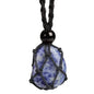 Natural unprocessed crystal raw stone hand woven rope adjustable necklace pendant for both men and women - color: A-Blue Jasper