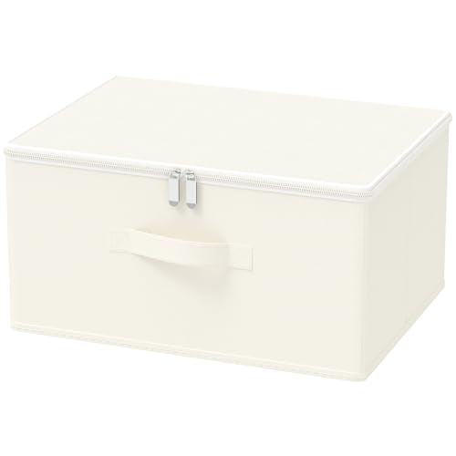Storage Bins with Zipper, Cube Organizer Basket with Lid, Collapsible Stackable Closet Boxes, for Home and Bedroom, 1 Pack, Beige, 15.7 x 11.8 x 7.9 In, XSNY16BEL-1 - color: Beige, size: 1 Pack（Large)