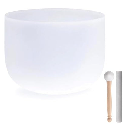 440HZ 8 Inch Frosted Quartz(F) Note Heart Chakra Frosted Quartz Crystal Singing Bowl Dispensing Free Mallet And O-ring for Sound Healing Meditation Experience The Beautiful Sounds of Nature - size: 440HZ 8-inch