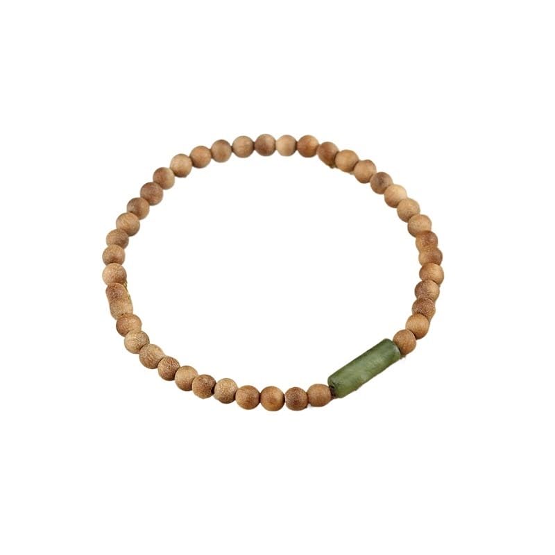 Handmade Jade Sandalwood 4mm Wooden Beads Bracelet - Retro Style Women's Jewelry Accessories - color: green
