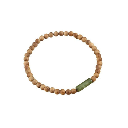 Handmade Jade Sandalwood 4mm Wooden Beads Bracelet - Retro Style Women's Jewelry Accessories - color: green