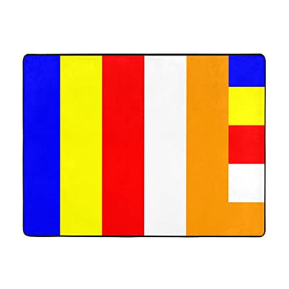 Flag of Buddhism Area Rug 63x48in Rugs for Living Room Indoor Floor Non-Slip Rug Washable Large Rug Indoor Decorative Carpet Yoga Floor Mat