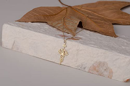 Lotus Unalome Necklace - 925 Sterling Silver Lotus Flower Unalome Necklace - Yoga Jewelry - Chakra Necklace - Spiritual Symbol Charm - size: 18 Inches
