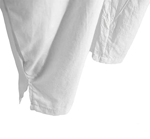 perdontoo Men's Linen Cotton Loose Fit Casual Lightweight Elastic Waist Summer Beach Pants
