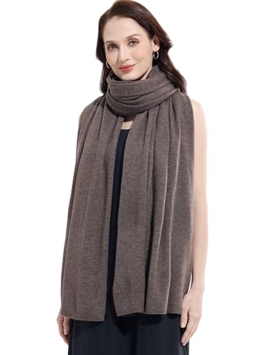 Soft Cashmere Blend Wrap Chic Scarf Stole for Women Wayfarer Travel Extra Large 87"x28" - color: Mottled Deep Brown