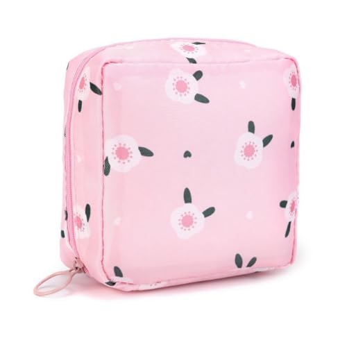 Portable Travel Storage Bag for Small Items Versatile Carry Zipper Case with Interior Pockets - color: pink