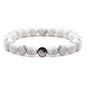 Fashion Men Women Taiji Yin Yang Feng Shui Charm Bracelet Natural White Turquoise and Black Beaded Couple Bracelets Friendship Distance Bracelet Jewelry - color: White