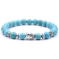 Handmade Buddha Charm Bracelet – Healing Stone Beads Bracelet with Buddha Charm, Mala Beads Yoga Beads – Stretch Bead Bracelet for Men and Women - style: Green Turquoise