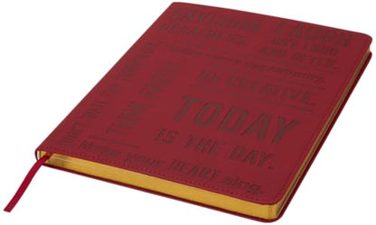 WORLD TRAVELER Large Lined Journal Notebook - Lay-Flat Hardcover 2 Ribbon Bookmarks 256 Ruled White & Ivory Pages 8x10 Inches, Today is the Day