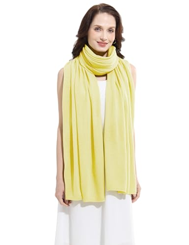 Soft Cashmere Blend Wrap Chic Scarf Stole for Women Wayfarer Travel Extra Large 87"x28" - color: Light Yellow