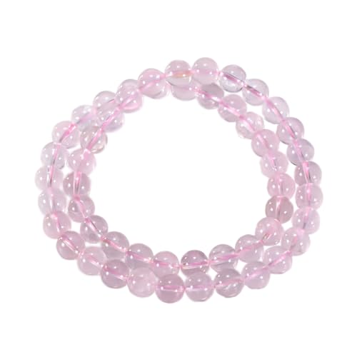 14in Agate Wrap Bracelet for Women Men Natural Round Beaded Agates Stone Healing Stretch Bracelets Elastic Handmade Polished Gemstone Beads Bracelet - color: Pink Quartz, size: 8mm Beads