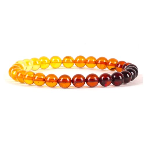 Cherry Tree Collection - Small, Medium, Large Sizes - Gemstone Beaded Bracelets For Women and Men - 6mm Round Beads - color: Amber-Ombre, size: Large