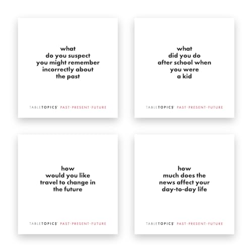 TableTopics Past Present Future - 135 Thought Provoking Conversation Cards. Gifts for Men, Women, Grandparents, Professional - Celebrate The Past and Live in The Present and Dream of The Future