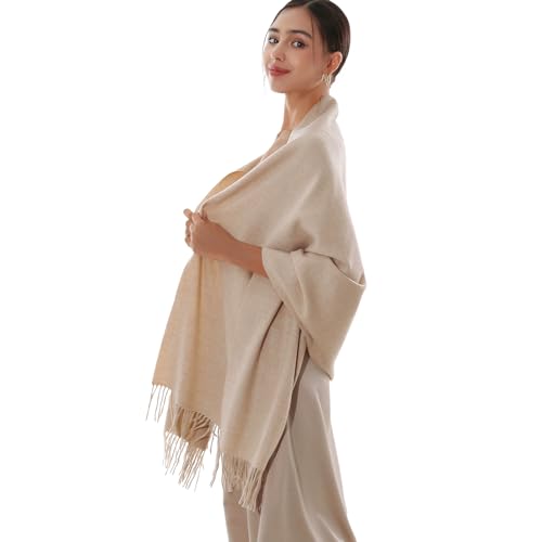 RIIQIICHY Winter Scarfs for Women Pashmina Shawls Wraps for Evening Dresses Large Warm Soft Scarves - color: Beige