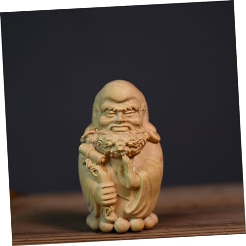 Holibanna Zen Bodhidharma Wooden Statue Ornament Hand-Carved Cypress Decor for Tea Room Artistic Home Decoration Lightweight and Craft