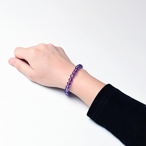 ILLUMINIA 5A Grade Natural Crystal Gemstone Bracelet | Healing Energy Charged Quartz Stone Bead | Handcrafted Stretch Bracelet for Women Men Teens - color: Uruguayan Amethyst, size: Medium - 8mm bead