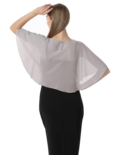 Chiffon Capelet Soft capes Shawls and Wraps for Evening Dress Wedding Cape 1920s shawl accessories for women - color: Grey