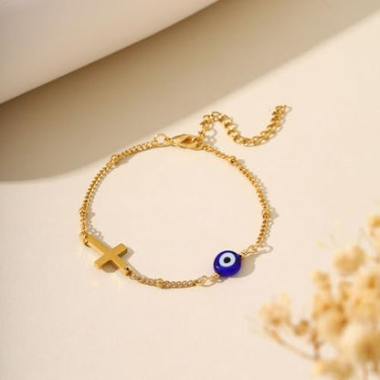 Triple Threat Protection Bracelet for Women,Evil Eye Natural Healing Crystal Beaded Bracelet for Protection - style: Evil Eye Bracelet (C)