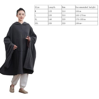 Meditation Buddhist Hooded Cloak Coat,Meditation Cloak Cape for Men and Women,Thickened Meditation Cloak,Meditation - color: Coffee, size: XX-Large