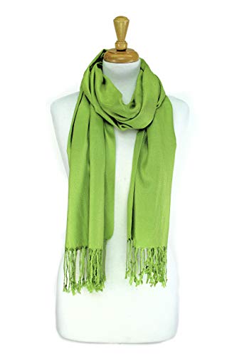 Luxurious Pashmina Feel Scarf & Shawl - Soft Solid Color Wrap for Weddings, Evening Dresses, Gifts - color: Light Green