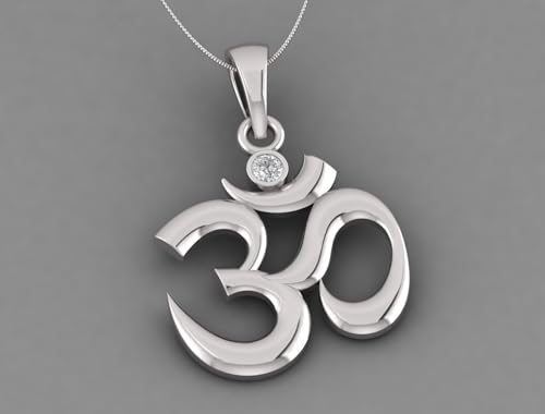 Sterling Silver 925 Om pendant Yoga Meditation Spiritual Necklace Charm Jewelry - color: Silver