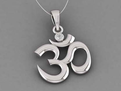 Sterling Silver 925 Om pendant Yoga Meditation Spiritual Necklace Charm Jewelry - color: Silver