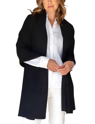 EsheSy Women's Shawl Wrap Open Front Poncho Sweater Ribbed Hem Loose Shrug Cardigan Scarf Travel Cover ups - color: Black