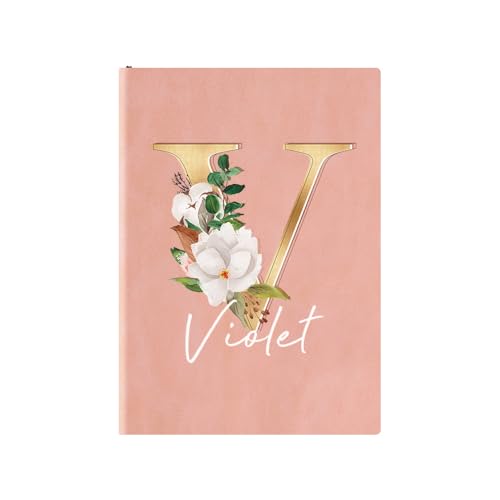 CALLIE Personalized Notebook Lined Journal for Women Men, 100 Pages A5 Hardcover Leather Journal with Floral Initials Design, Customized Notebook Gift for Writing, Work, Travel