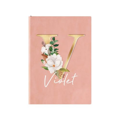 CALLIE Personalized Notebook Lined Journal for Women Men, 100 Pages A5 Hardcover Leather Journal with Floral Initials Design, Customized Notebook Gift for Writing, Work, Travel